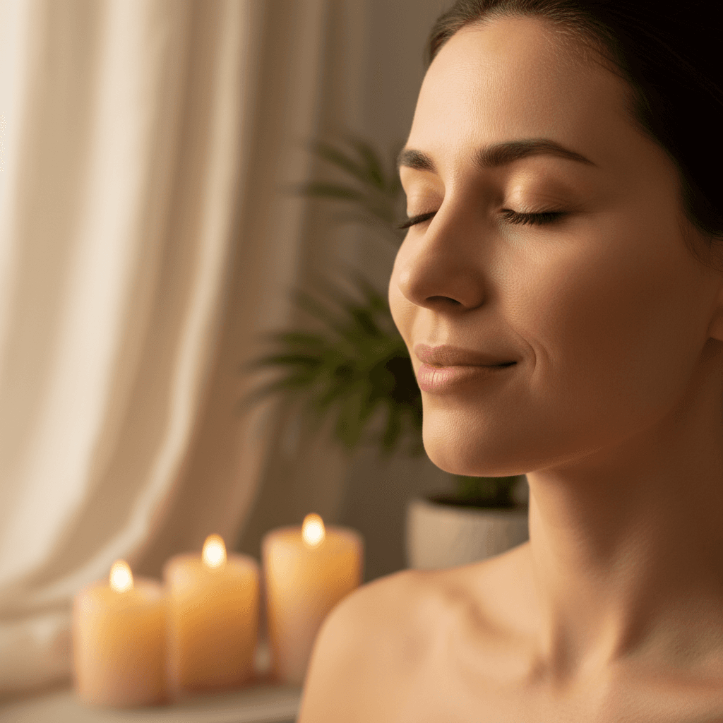 Femme en profonde relaxation pendant une séance d'hypnothérapie