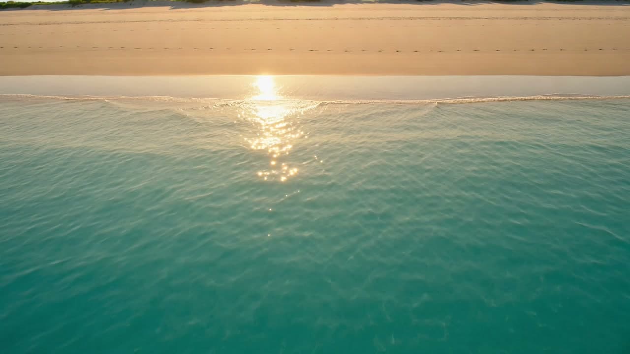 Coucher de soleil sur l'océan avec des nuages roses se reflétant sur l'eau.
